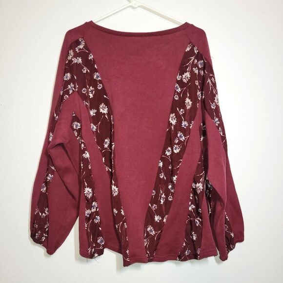 Gigio Burgundy Floral Blouse Large - Picture 6 of 10
